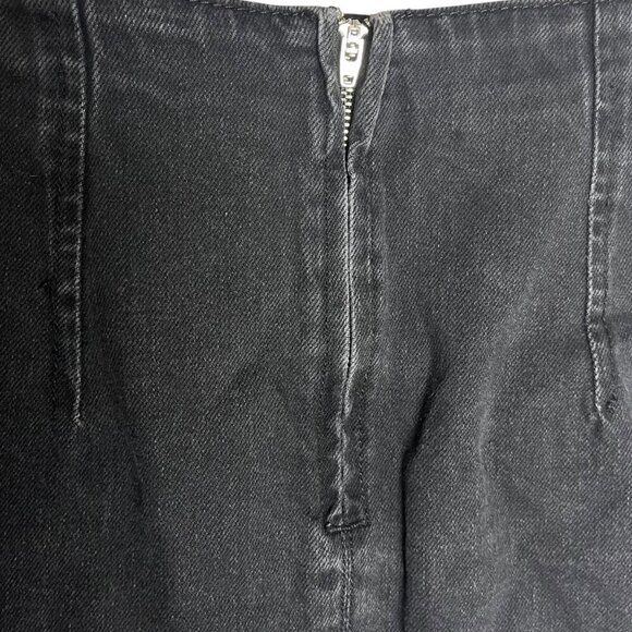 Top Shop Moto Women's 4 Denim Mini Skirt Black Embroidered Cross Stitch Flowers - Picture 5 of 7